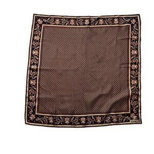 Adolfo Women's Wrap Scarf Beige Black Orange Paisley Square Bandana Vintage